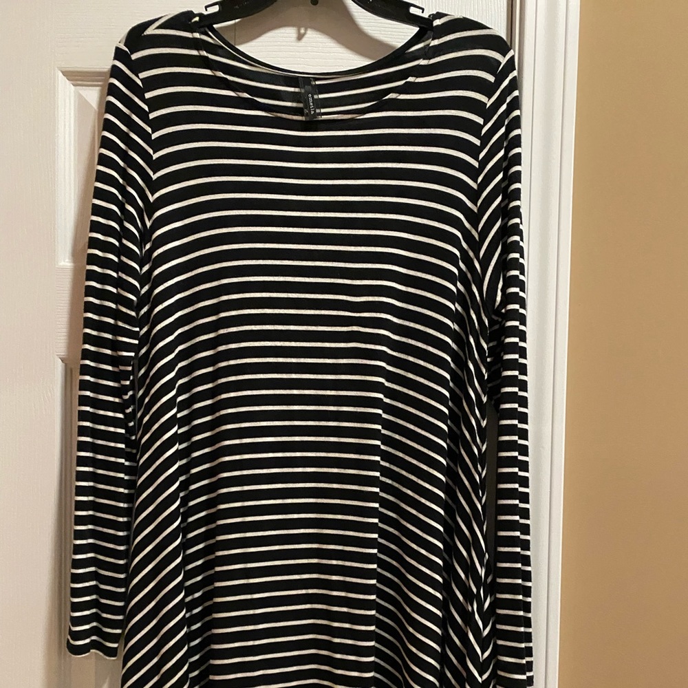 Black and white striped dress